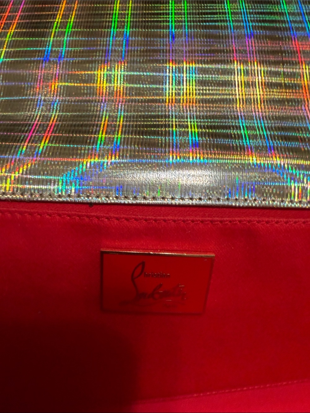 Christian Louboutin Holographic Silver and Red Clutch. EUC!! - Picture 4 of 6